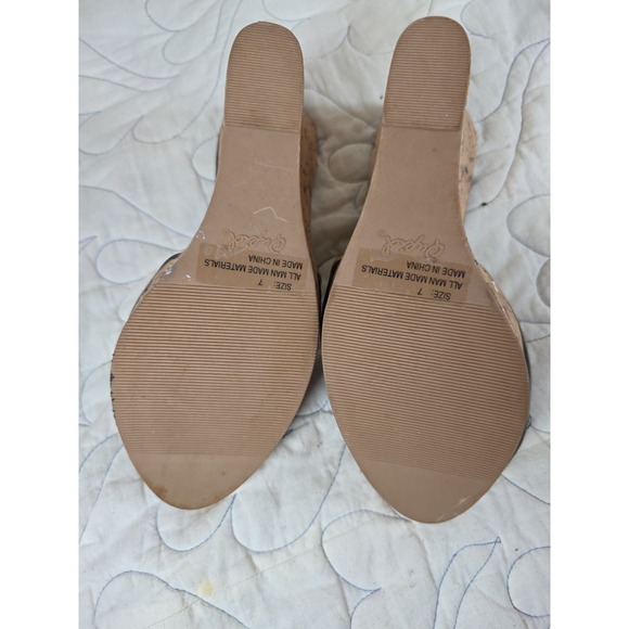 Qupid Women's 4"  Wedge Cork Heel Black ‎ With Buckle Size 7  Y2K - Picture 7 of 9